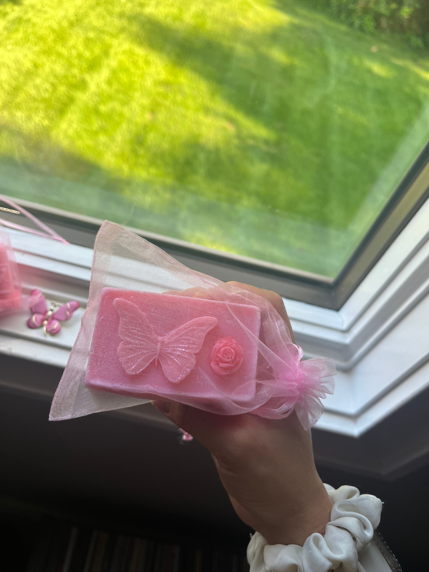 Pink Floral Garden Gift Soap soap — A little floral garden, wrapped in pink